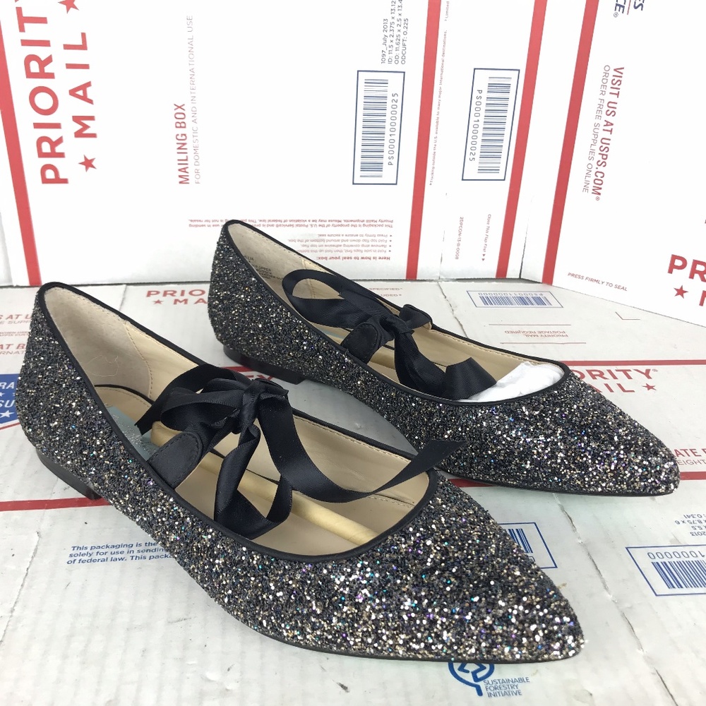 Betsey Johnson Womens SB LIA  Glitter Flats Sz 7.5